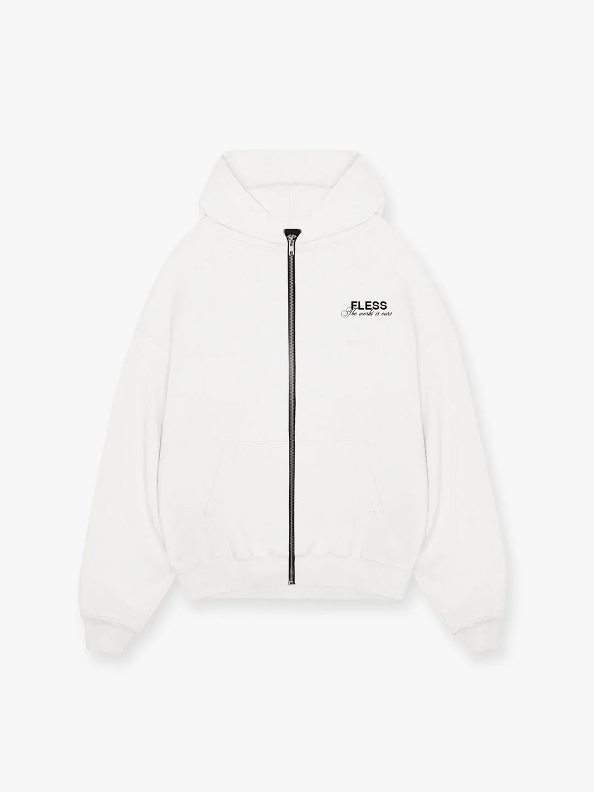 WORLD IS OURS ZIP HOODIE - ECRU WHITE