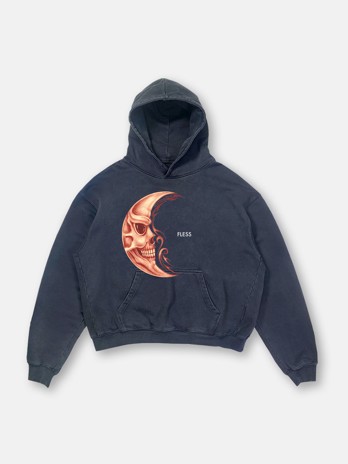 SKULL MOON HOODIE - VINTAGE GREY