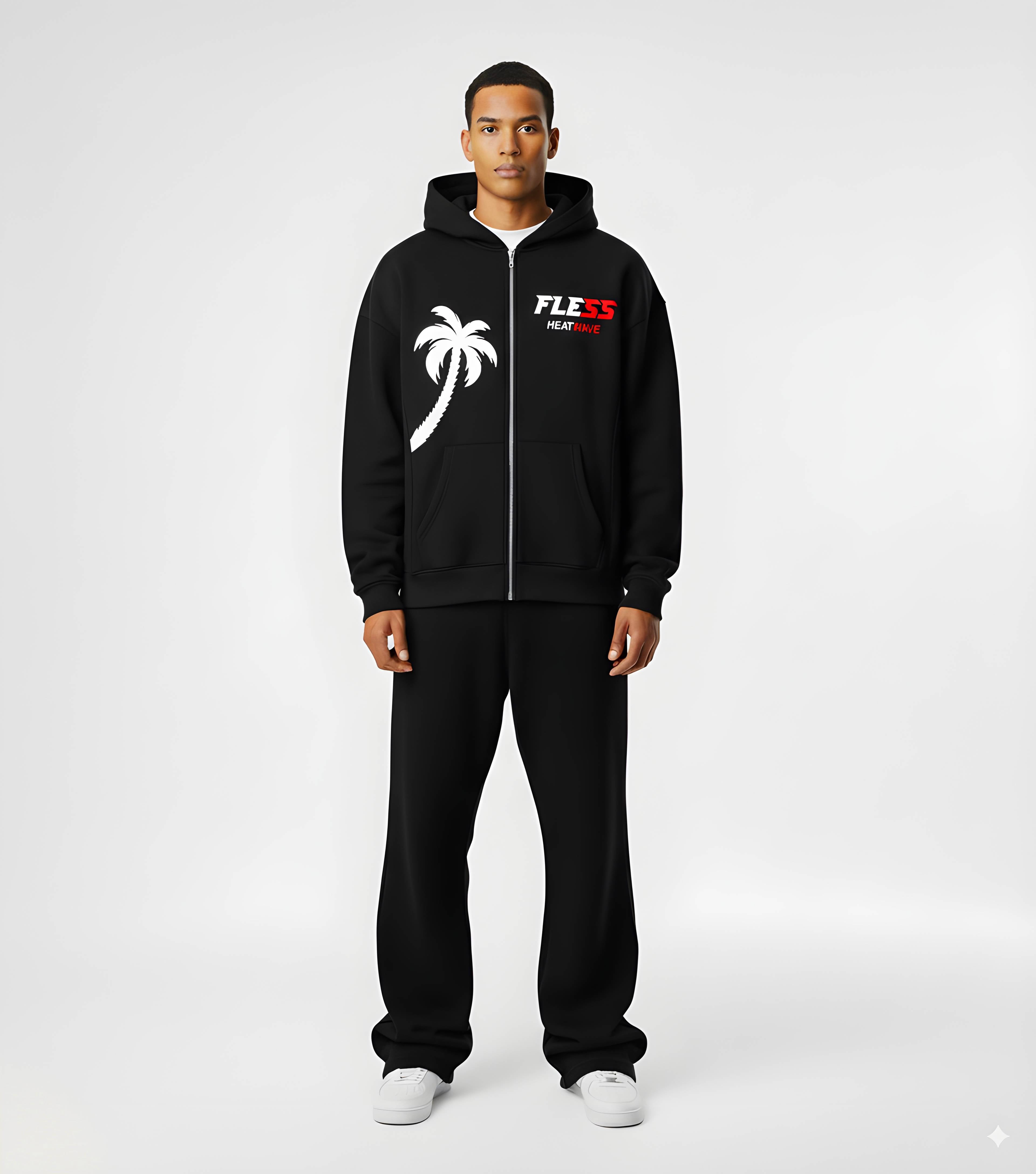 HEATWAVE ZIP HOODIE - BLACK 