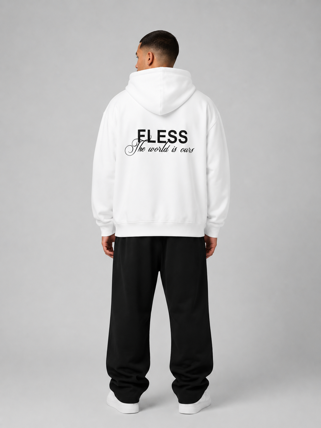 WORLD IS OURS ZIP HOODIE - ECRU WHITE 