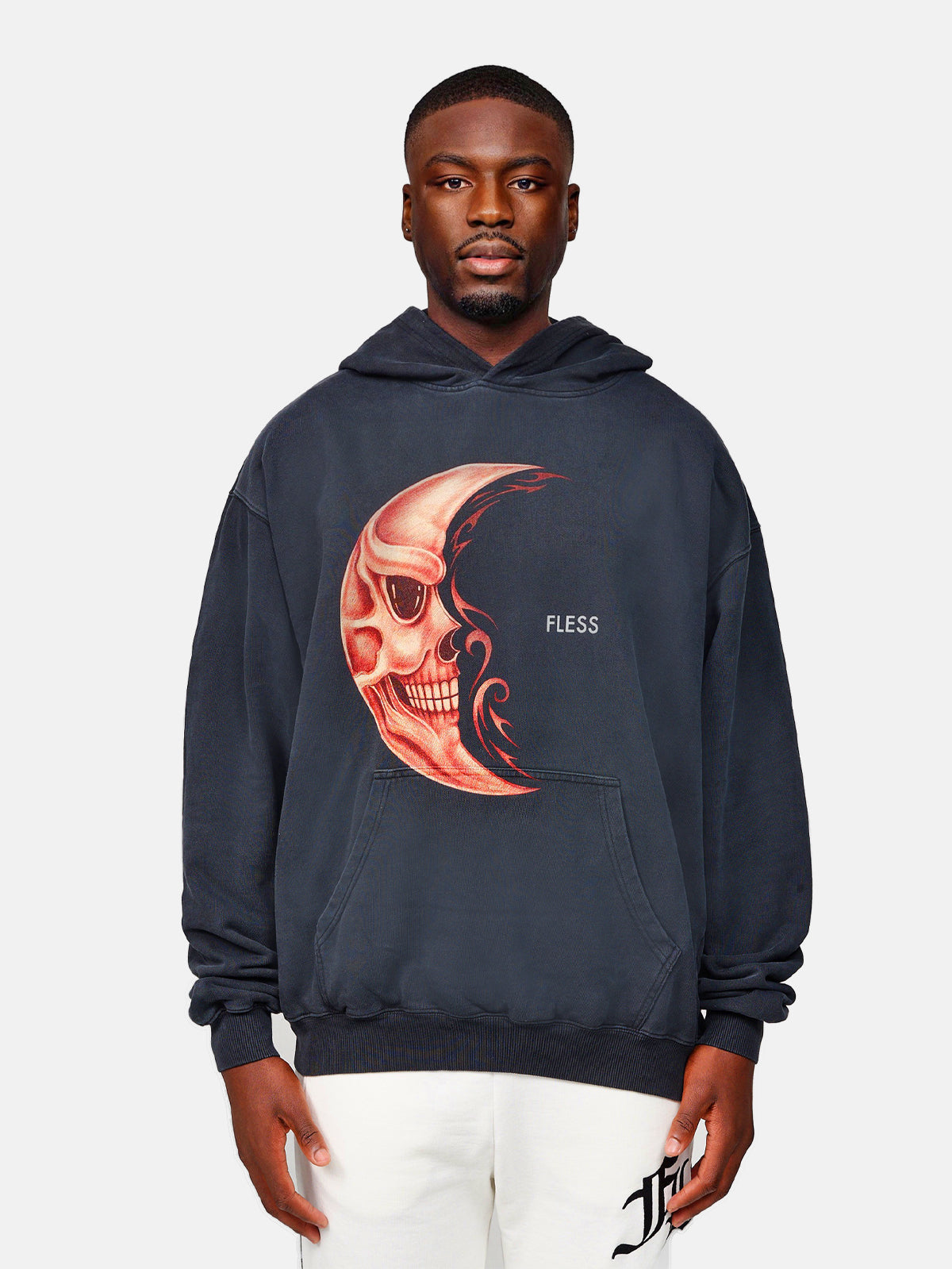 SKULL MOON HOODIE - VINTAGE GREY